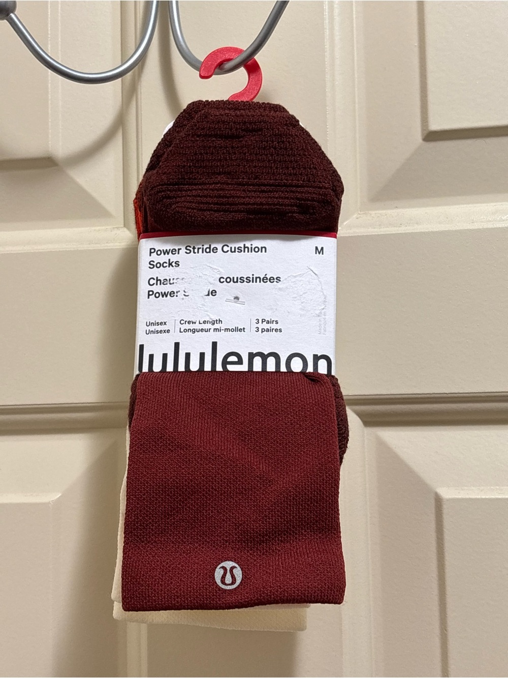 NWT!🍋🍋Lululemon Unisex Power Stride Cushion Crew Socks 3 pack🍋🍋. Size Medium.